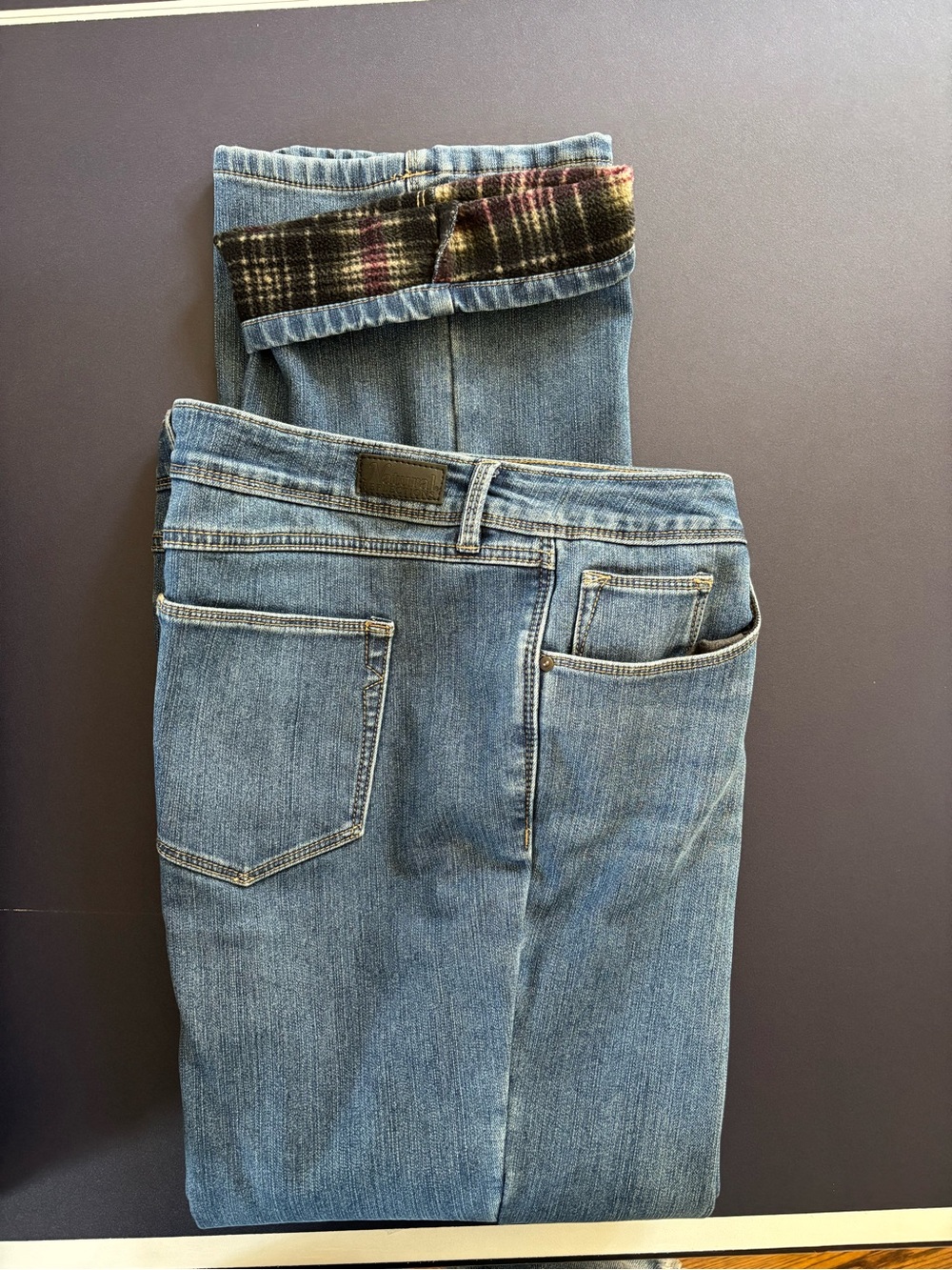 Natural Reflections Light Blue Jeans with Plaid Cuff